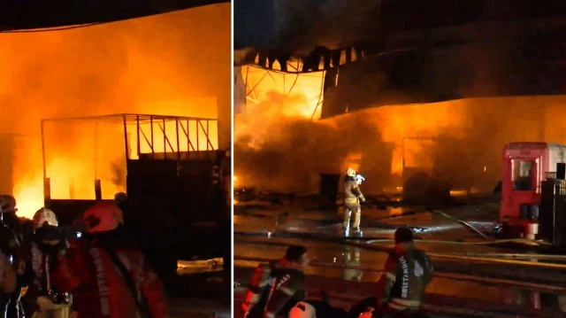 Başakşehir’de sanayi bölgesinde kargo deposunda yangın: Çok sayıda araç zarar gördü