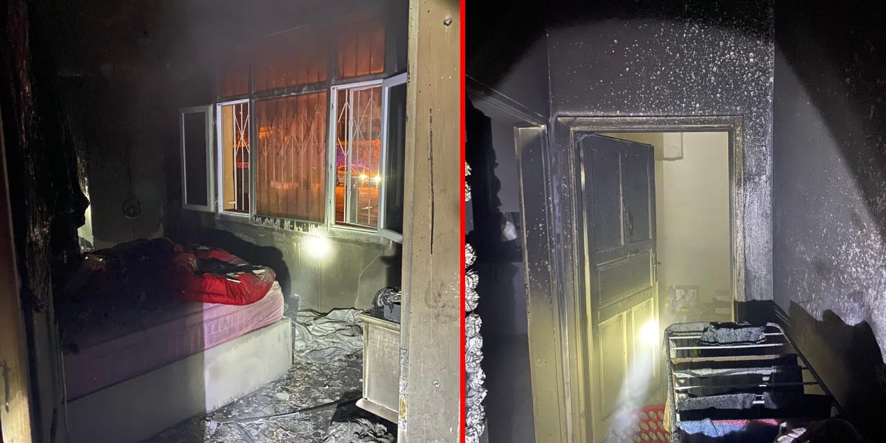 İki katlı evinde yangın! Alevlere müdahale etmek isterken yaralandı